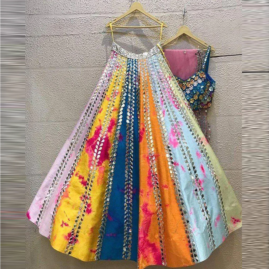 Design Pink Heavy Faux Georgette Mirror Work Lehenga India Traditional Look  Girl | eBay